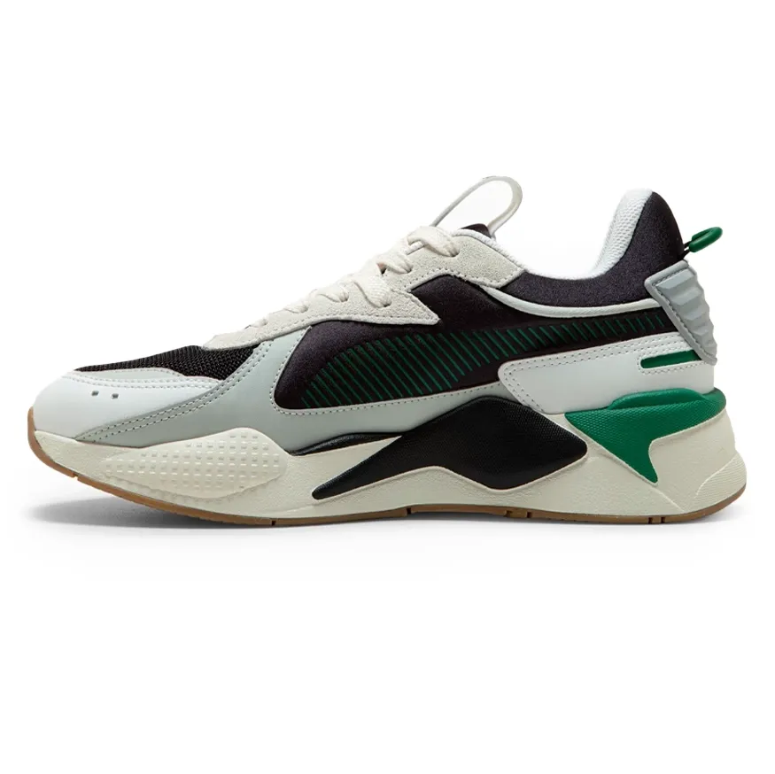 Tênis Puma RS-X Mix masculino branco visto de lado, destacando detalhes estruturais e solado de borracha